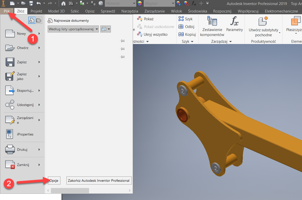 Domyślny styl wizualny w Autodesk Inventor