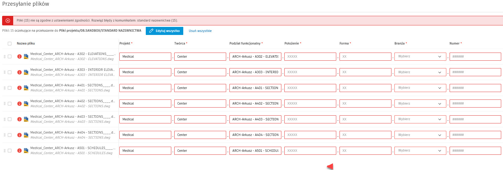 numery opisow i arkuszy