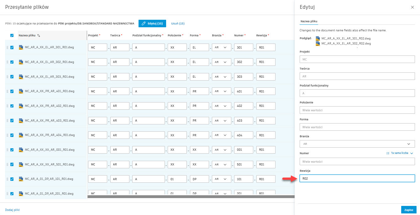 Korygowanie nazw zgodnych plikow